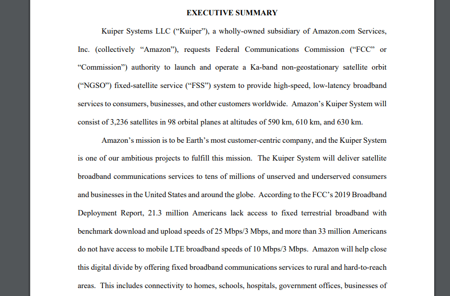 Amazon’s Project Kuiper aims for 3,236 LEO satellites