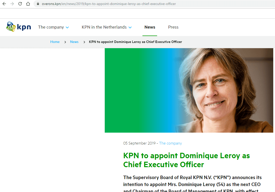 KPN appoints Dominique Leroy as CEO