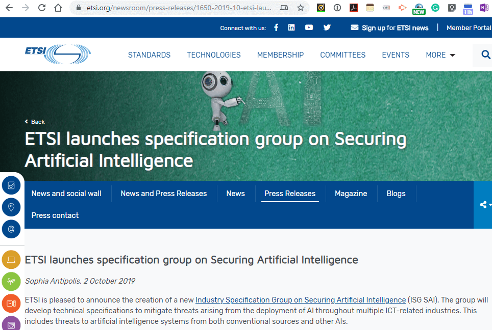 ETSI begins work on Securing Artificial Intelligence