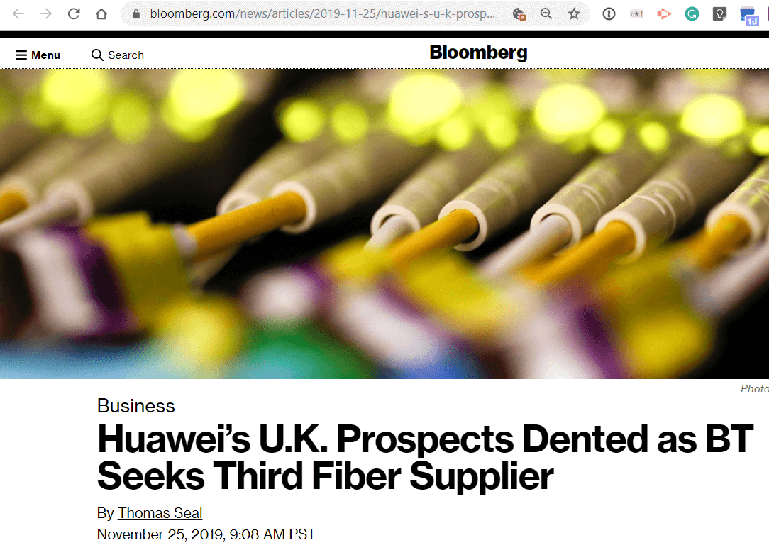 Bloomberg: BT Seeks Third Fiber Supplier