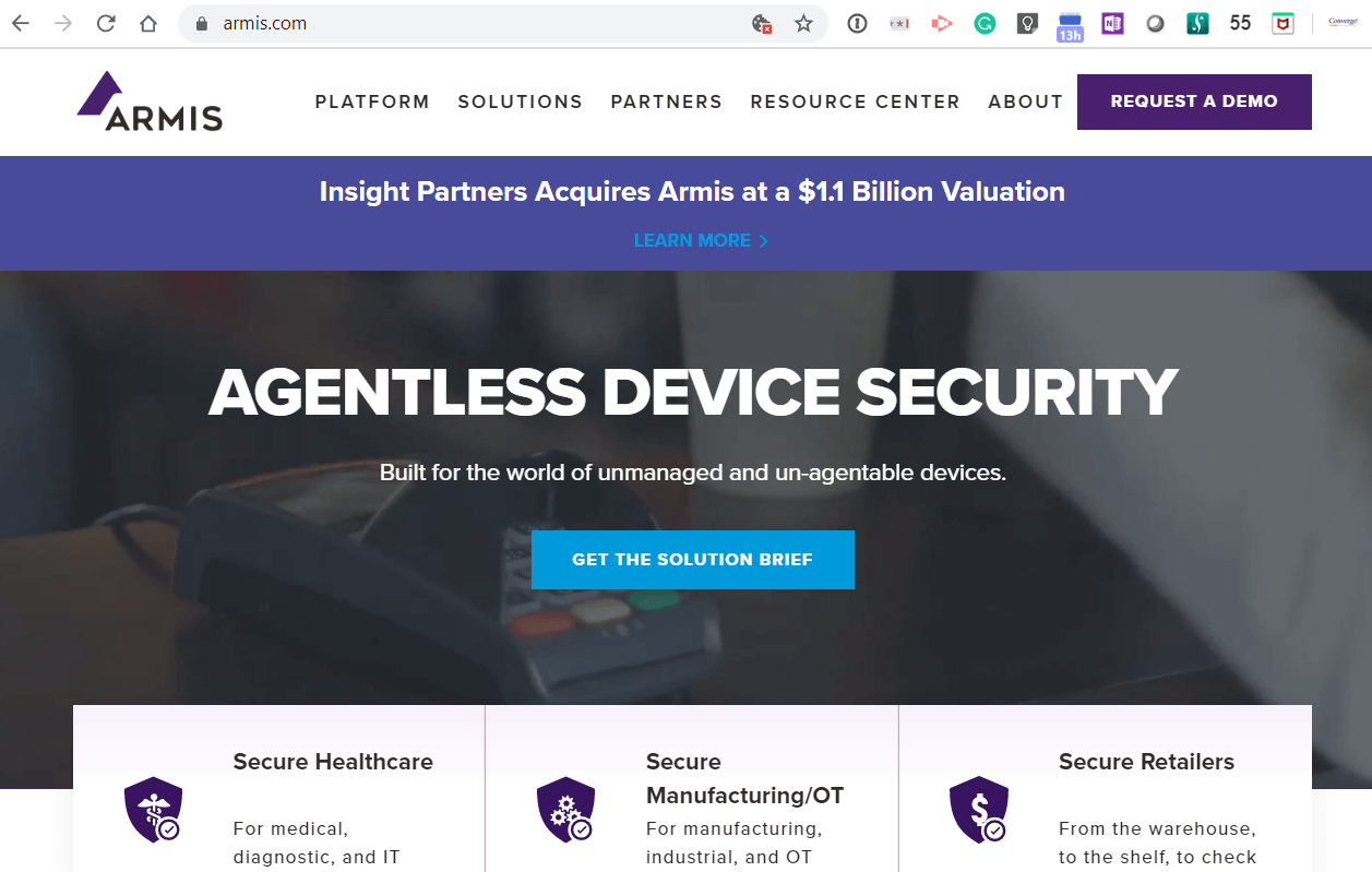 Investment firm acquires Armis for $1.1 billion — enterprise IoT security