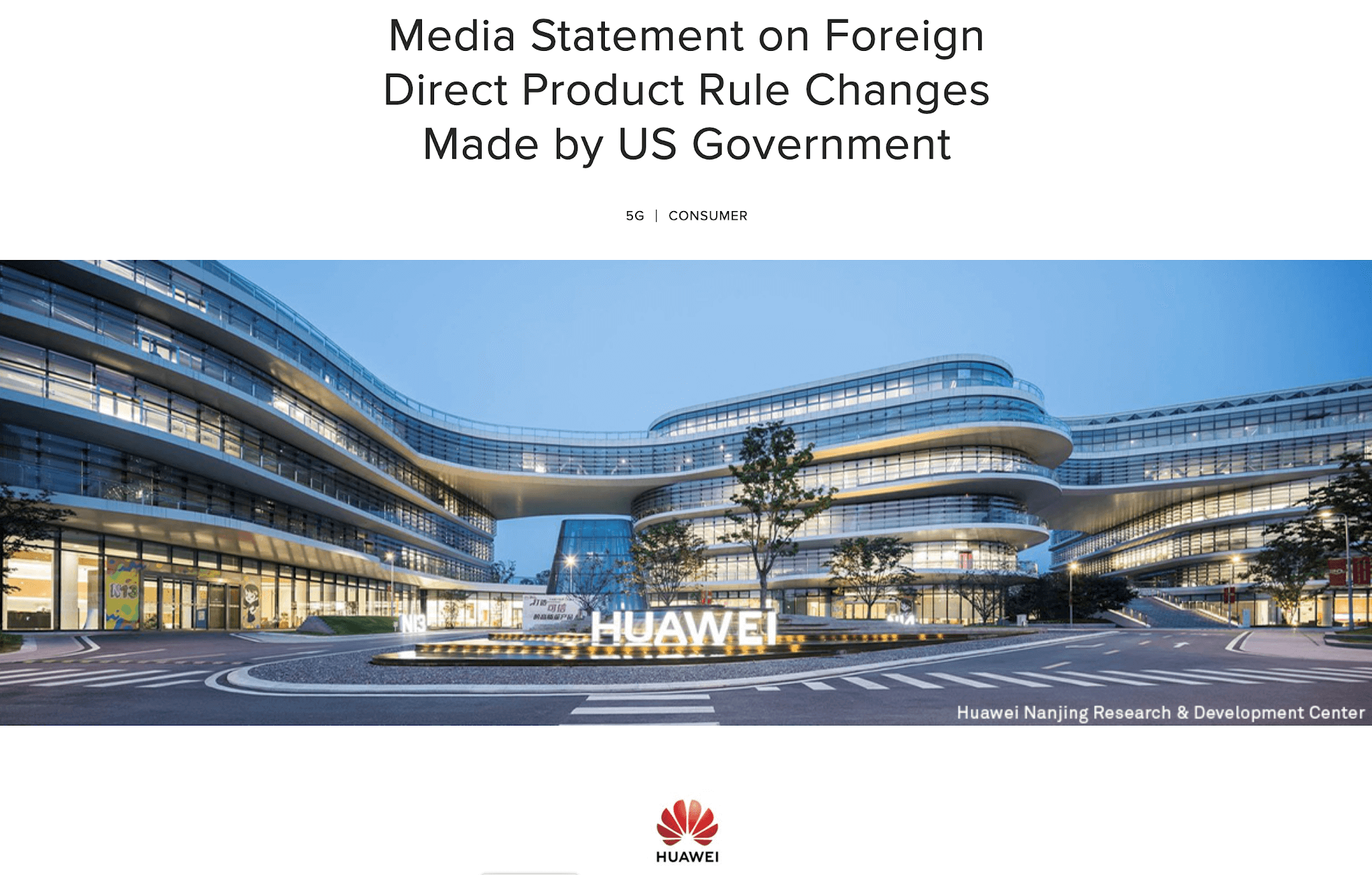 Huawei’s statement on new restrictions by the U.S. government