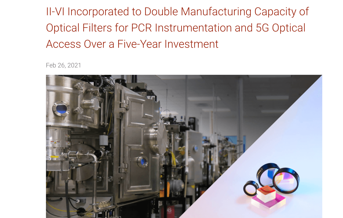 II-VI expands manufacturing in California