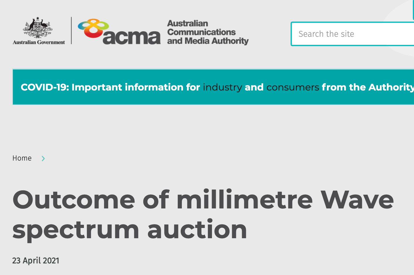 Five carriers acquire spectrum in Australia’s mmWave auction
