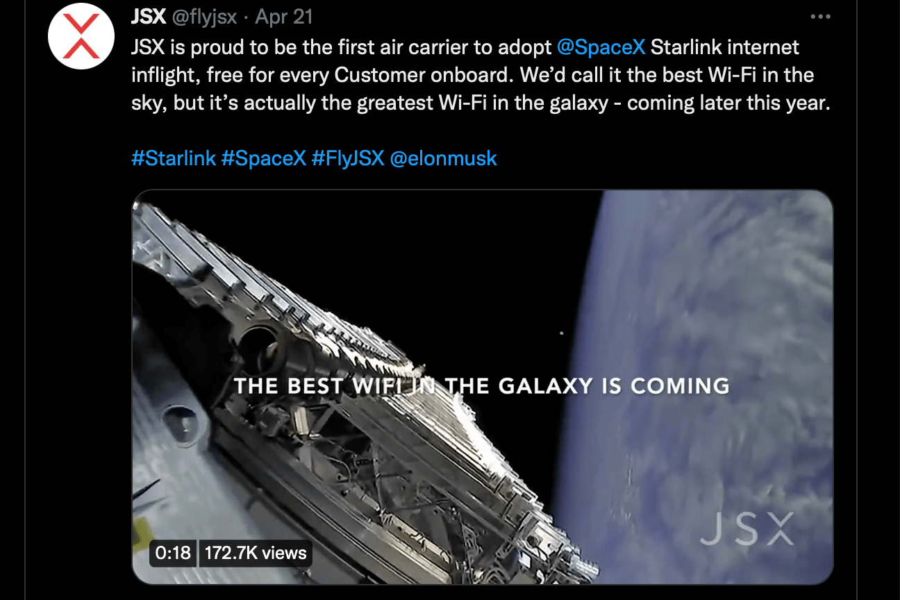 SpaceX signs first airline for Starlink