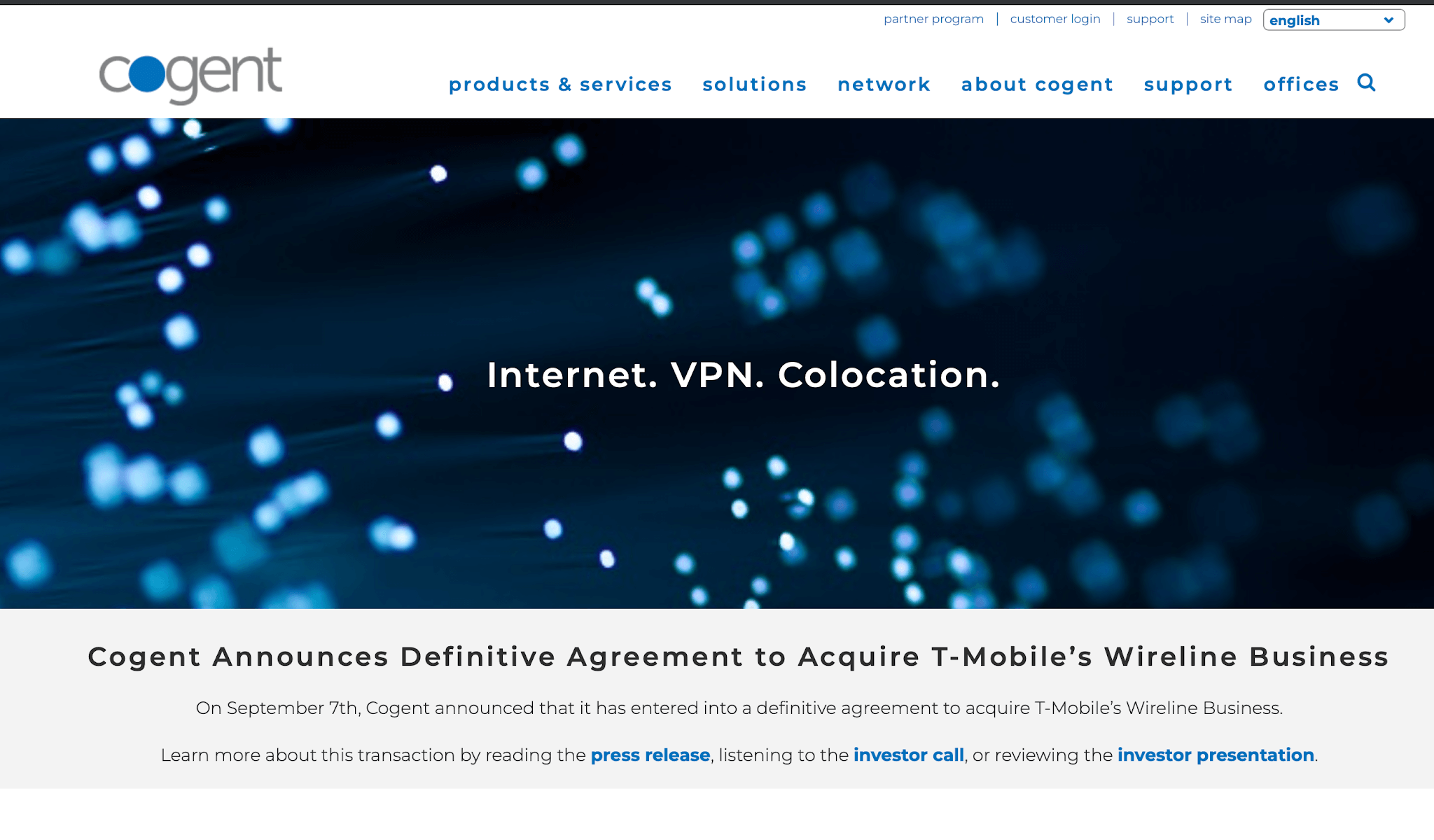 Cogent to acquire T-Mobile Wireline assets, including legacy Sprint LH