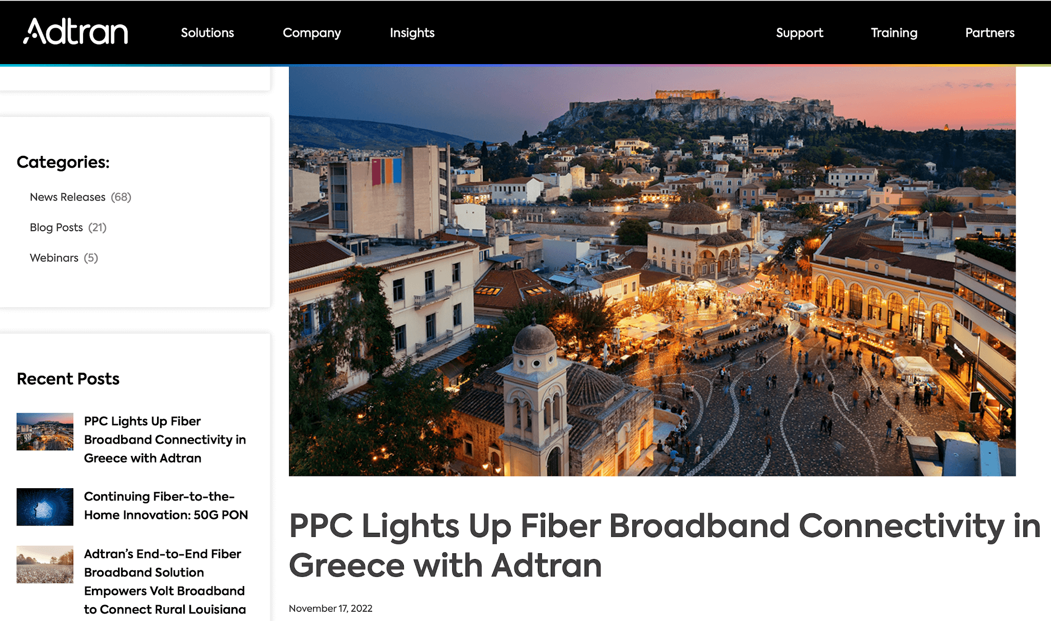 Greece’s biggest power utility deploys Adtran’s fiber access