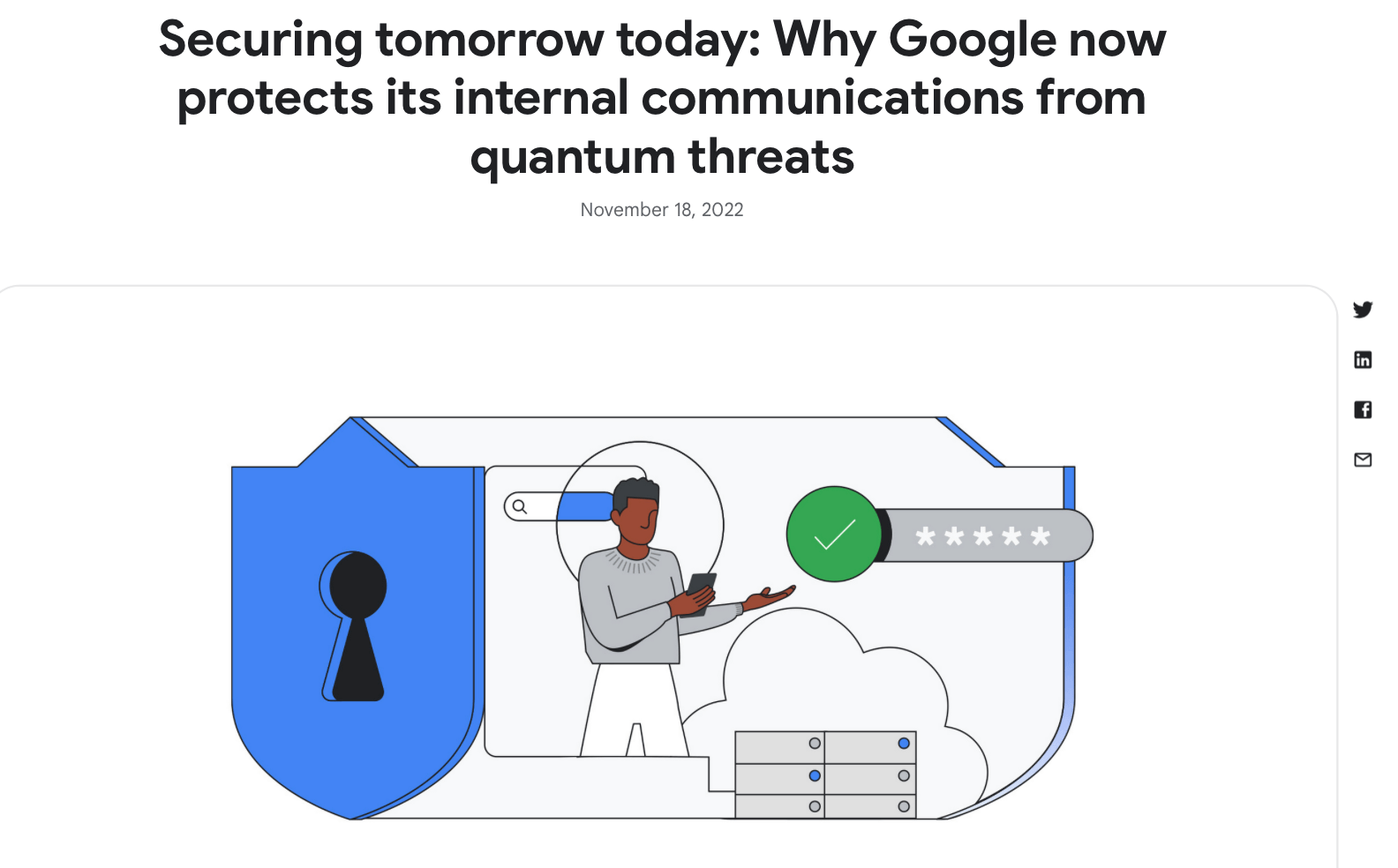 Google implements  post-quantum cryptography for internal comms