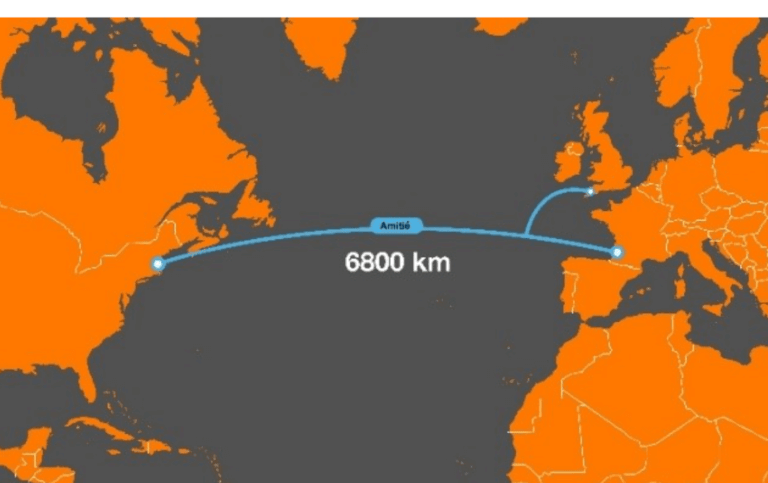 Amitié transatlantic cable enters service with 16 fiber pairs