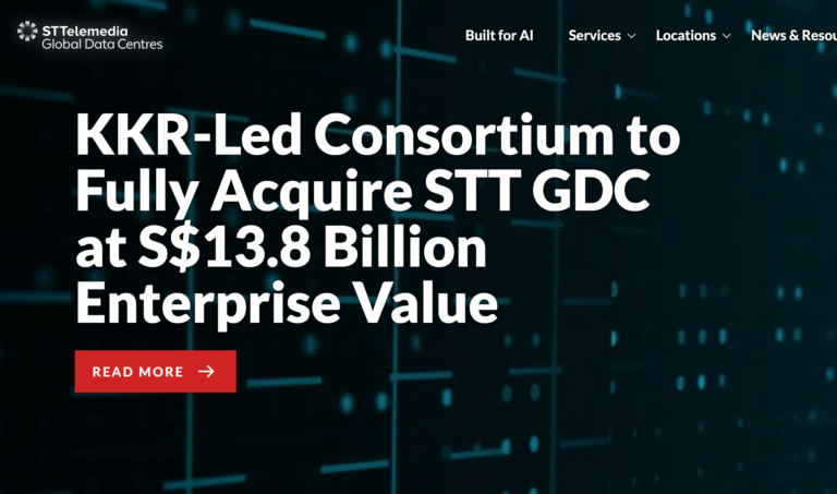 KKR-Led Consortium Buys Out ST Telemedia in S$13.8B Data Center Deal