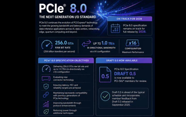 PCIe 8.0 Advances Toward 256 GT/s and 1 TB/s by 2028