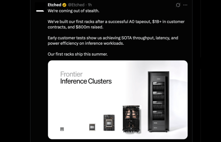 Etched Emerges from Stealth with $800M Raised for AI Inference Systems