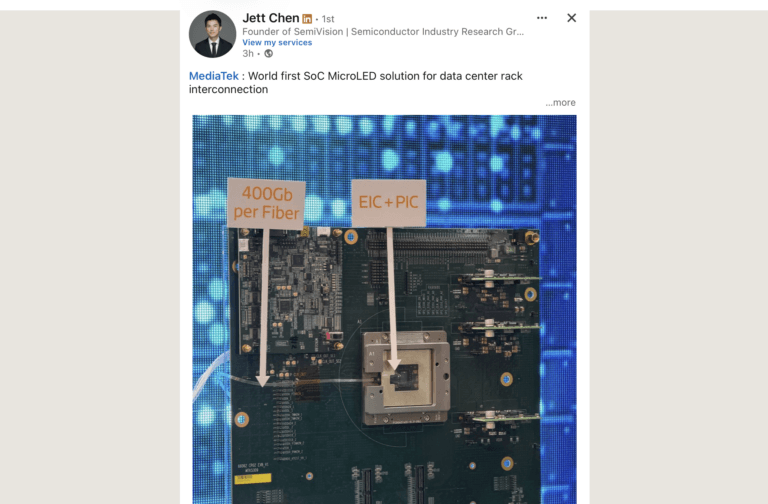 MediaTek Showcases MicroLED Optical Interconnects