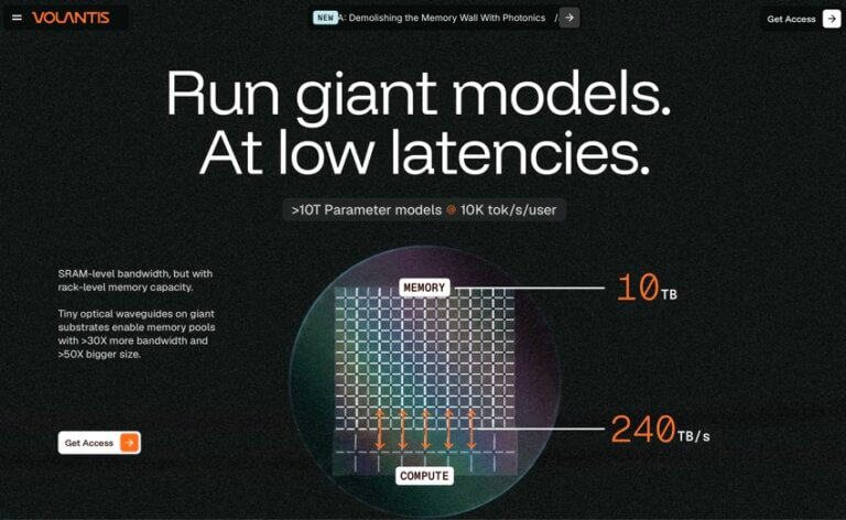 Volantis Raises $88M for Photonic Memory Fabric